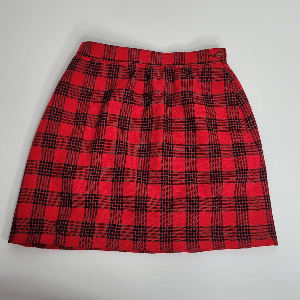 Pendleton Skirt Womens Size‎ 10 Pure Virgin Wool Vintage Red Black Career